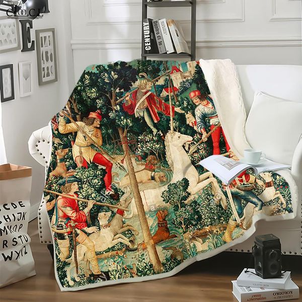 

blankets european medieval art harajuku 3d print home textiles for beds living portable travel cover blanket