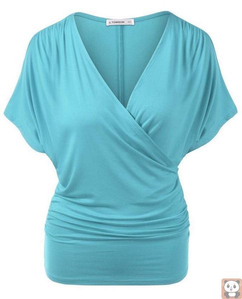 

v-neck batwing short sleeve t-shirt plus size women's, White