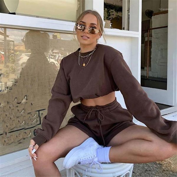 

women's tracksuits letter print women 2 piece set long sleeve sweatshirt sweatshorts loose casual tracksuit loungewear 2021 autumn wint, Gray