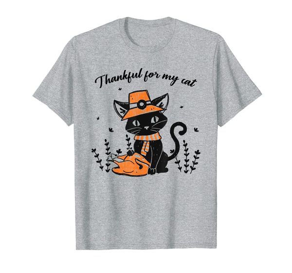 

thankful for my cat black cat turkey thanksgiving costume t-shirt, White;black