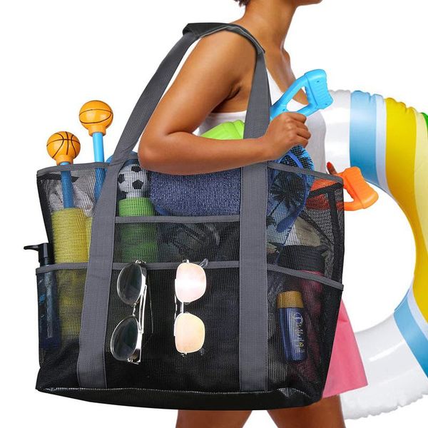 

beach bag mesh 8-pocket bathroom toy storage large-capacity hollow diaper bags