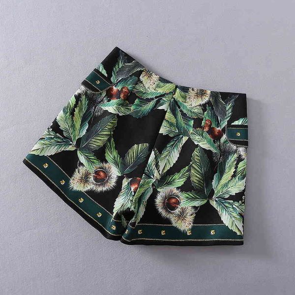 

Skirts European women's clothing 2021 spring print button Fashionable shorts AFKR, Black