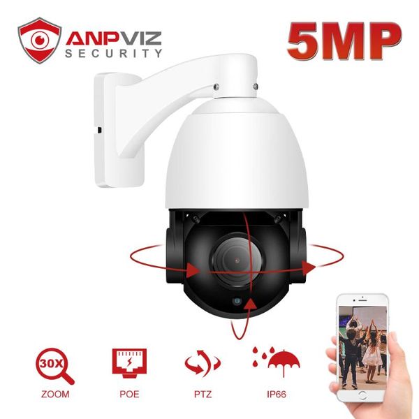 

anpviz 5mp ptz ip camera poe outdoor indoor waterproof ir 60m 30x zoom night vision dome cctv security onvif h.265 p2p cameras