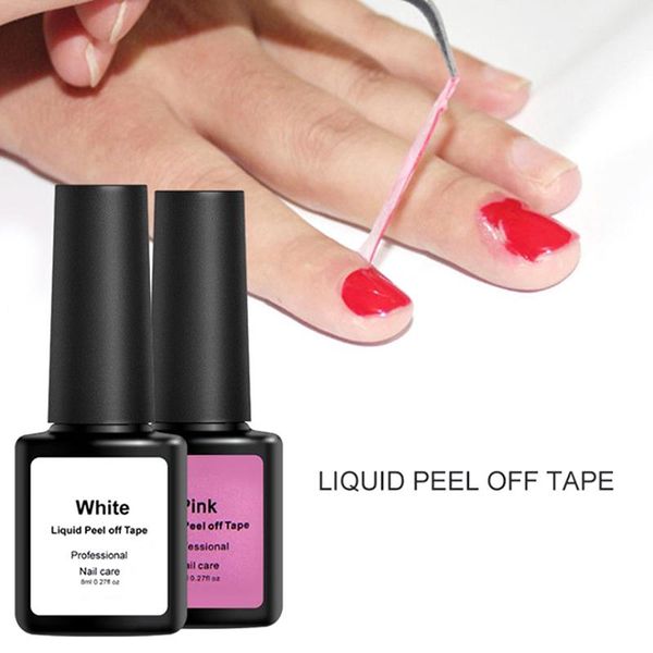 

nail gel 8ml/bottle peel off protective polish manicure protected anti-overflow finger skin liquid tape care tool, Red;pink