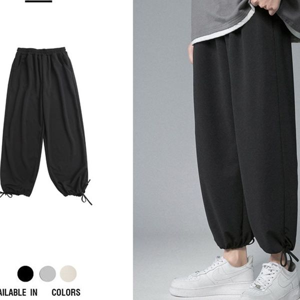 

men's pants 2021 autumn and winter solid men ankle-length casual harem normal 3 colors plus size 2xl, Black
