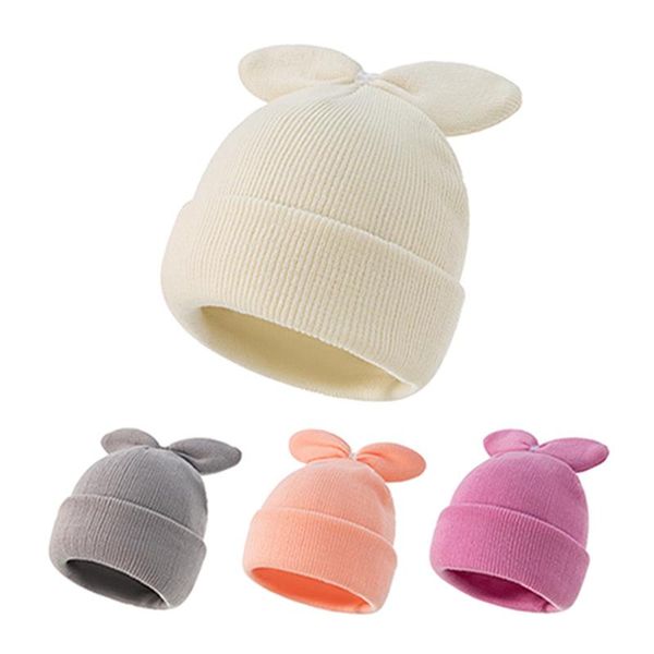 

caps & hats toddler solid color handmade knotted knitting comfortable warm baby girls children headwear kids pography props, Yellow