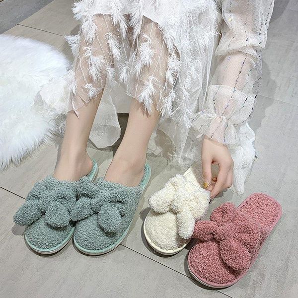 

winter women house slippers faux fur fashion warm shoes woman slip on flats female slides black pink cozy home furry