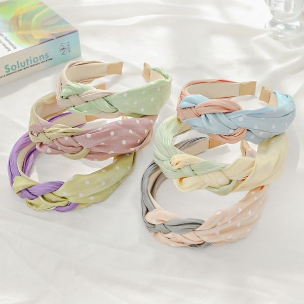 

women girls polka dot fabric braided hairband headband hair accessories, Silver