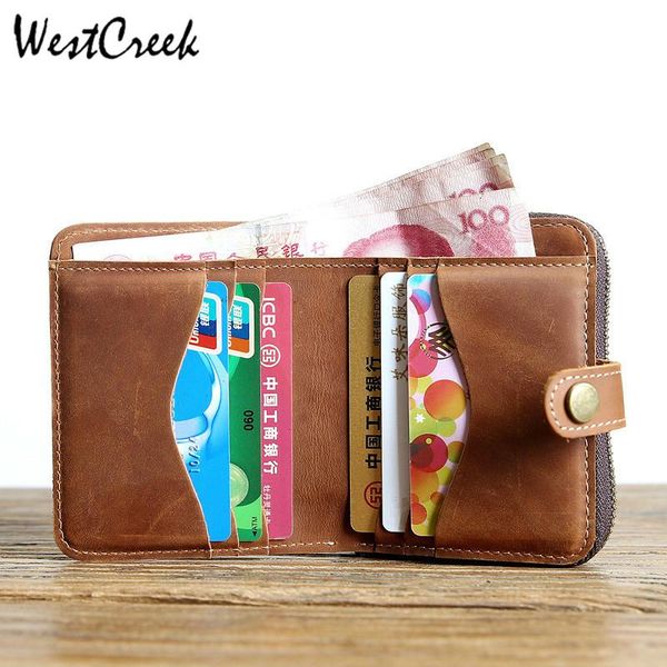 

wallets original handmade real leather purses vintage men's short purse cowhide small wallet casual zipper zero for men, Red;black