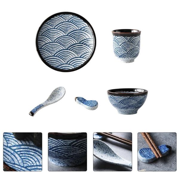 

bowls 1 set creative ceramic tableware door bowl plate spoon cup for table