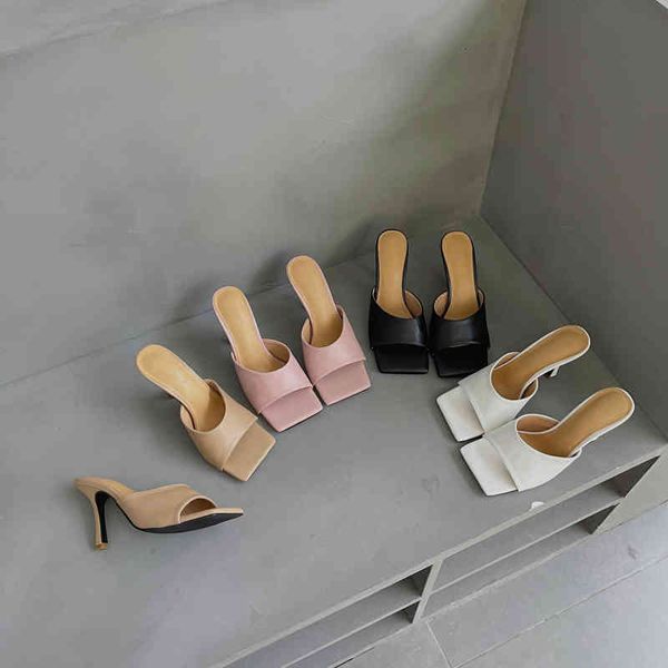 

slippers open toe women sandals slip on thin high heels party pumps white/beige/pink/black fashion slides size 35-39 0j1q