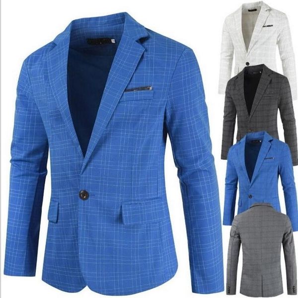 

2019 new arrival brand jacket men's plaid suit jacket men blazer fashion slim male casual blazers men size m-5xl1, White;black
