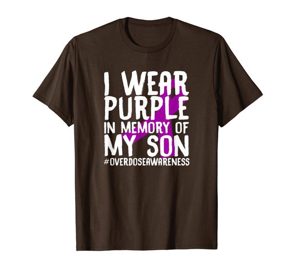 

overdose awareness memory of deceased son drug abuse t-shirt, White;black
