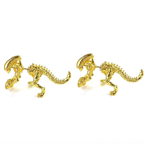 

2vr and fashion 3d stud dinosaur bone sense alloy piercingand fashion 3d dinosaur bone sense earrings alloy piercing earrings, Golden;silver