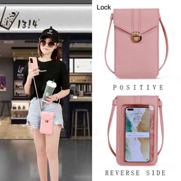 

women purses solid color leather shoulder strap bag mobile phone big card holders crossbody bags handbag pockets girls carteras