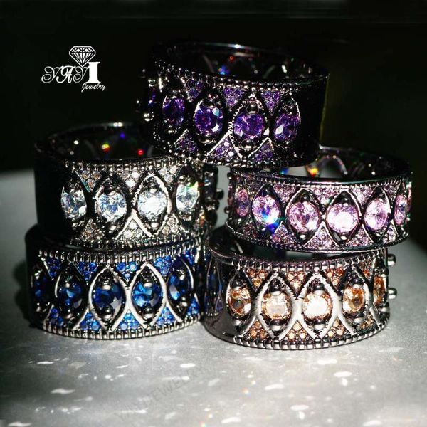 

cluster rings yayi fine jewelry fashion princess cut claw set cubic zirconia black gold plating engagement wedding party leaves gift, Golden;silver