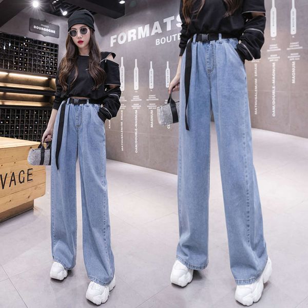 

kg fat mm high waist thin autumn version net red large loose pants fashion, Blue
