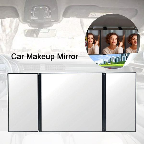 

other interior accessories vehicle universal triple folding clear driving magic sticker car makeup mirror auto sun visor glass women adjusta