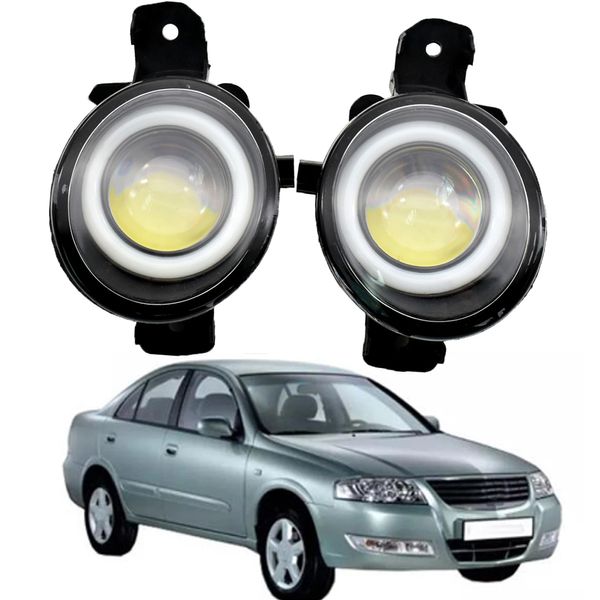 

2 x car angel eye fog light assembly led lens fog daytime lamp drl for nissan almera 2/ii saloon hatchback (n16) 2001-2006