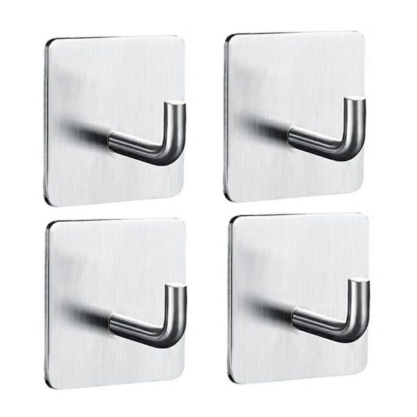

hooks & rails adhesive stainless steel wall hook self sticky kitchen home bathroom hanger storage hanging holder