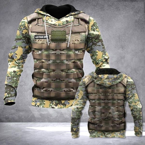 

men's hoodies & sweatshirts austria army soldier uniform 3d printed hoodie man female zipper pullover sweatshirt hooded jersey streetwe, Black