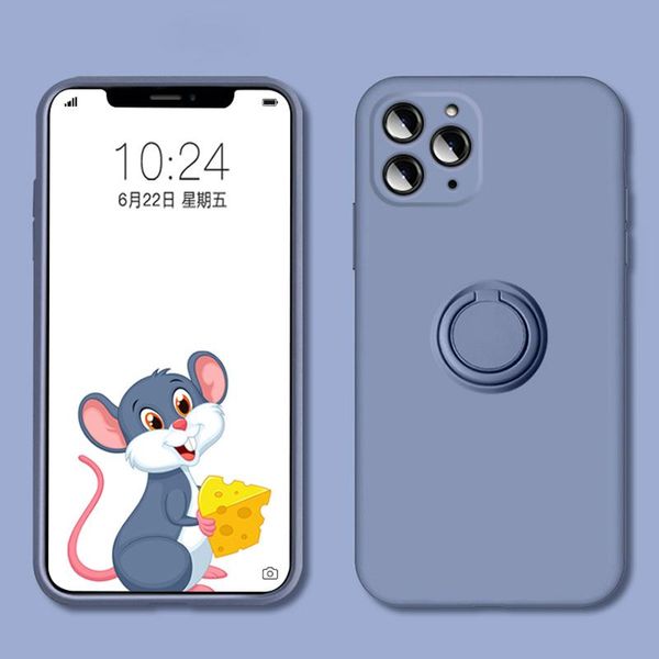 

cell phone pouches liquid silicone case with ring holder for 11 pro max xs x xr 7 plus 8 6 6s se 2 2021 matte purple cover accessorie