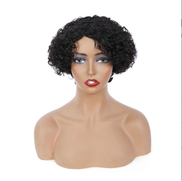 

afro wig african wavy hair bouffant human short natural black hair, Black;brown