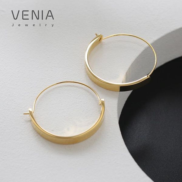 

hoop & huggie venia titanium steel jewelry large earrings thick circle gold plated stainless non fading earrrings 2021, Golden;silver