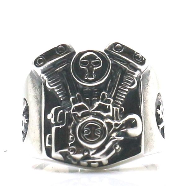 

925 silver cool biker rider engine skull classic ring cluster rings, Golden;silver