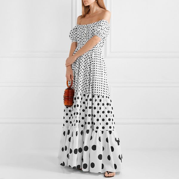 

a line off shoulder women slash neck short sleeve high waist hit color maxi es female fashion summer, Black;gray