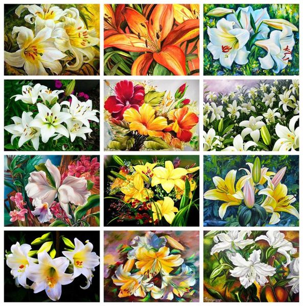 

diamond painting huacan 5d kits full drill lily embroidery sale flower mosaic handicraft