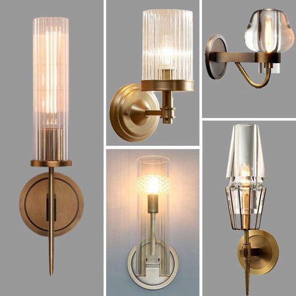 

retro rh k9 crystal shades g9 wall lamp american bedside sconce lighting fixtures lustre living room light