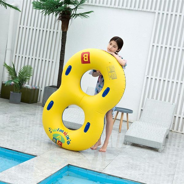 

life vest & buoy 8-character inflatable pool float circle abc with handle swimming ring kids adults beach party colchoneta piscina toys