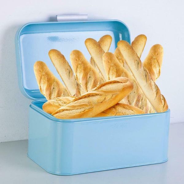 

storage bottles & jars metal bread box case european style retro kitchen container solid color ac889