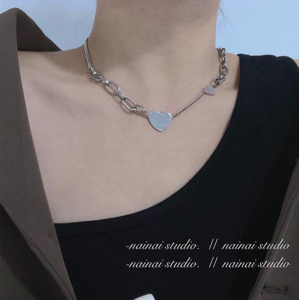 

chains silver color goth gothic u shaped link chain choker necklaces statement lover heart pendant for women jewelry collier