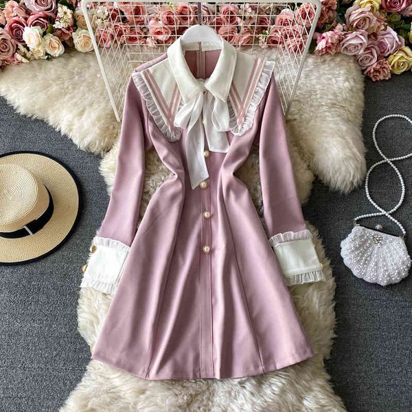 

2021 female spring long korean dress elegant waistline slimming line lady dressed, Black;gray