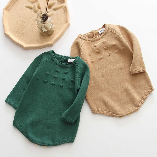 

newborn girls knitted romper clothes cotton pompom woolen rompers ruffle infant baby boys jumpsuit overalls, Blue