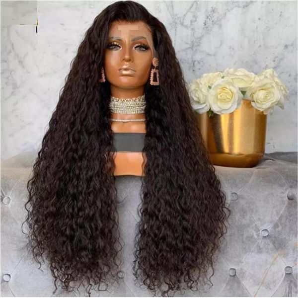 

synthetic wigs heat resistant lace front wig glueless long curly black side part baby hair cosplay fiber for women