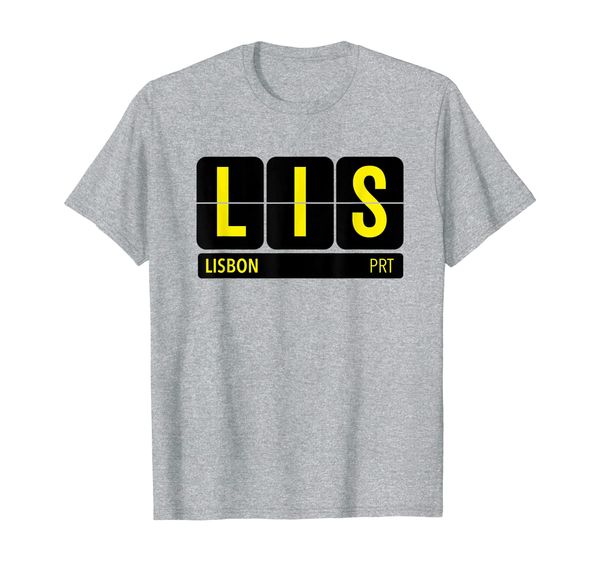 

lis lisbon portela portugal travel souvenir yellow text t-shirt, White;black