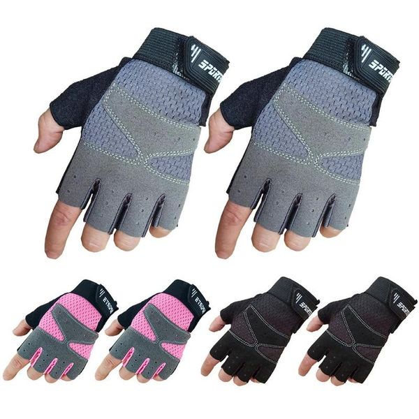 

cycling gloves bicycle bike anti slip weightlifting running half finger short sports for all, Black