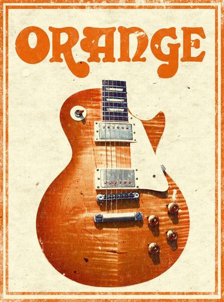 

wall stickers orange old poster vintage - retro art silk print 24x36inch