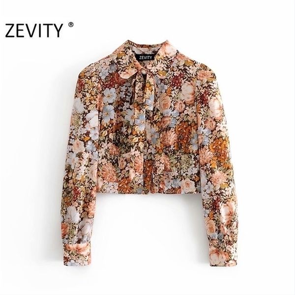 

women vintage floral print casual blouse shirts puff sleeve bow decoration chic office femininas blusas ls7249 210420, White