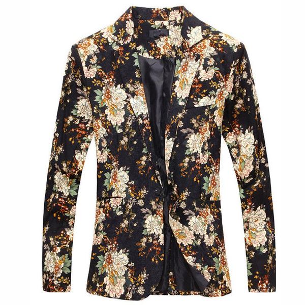 

men's suits & blazers blazer men 2021 fashion floral personality design casual terno masculino slim comfortable mwx338, White;black