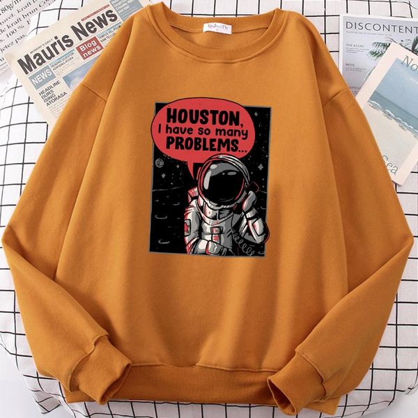 

men's hoodies & sweatshirts houston i have so many problems astronaut call print hooded mens autumn loose fashion s-xxl hoodie fleece q, Black