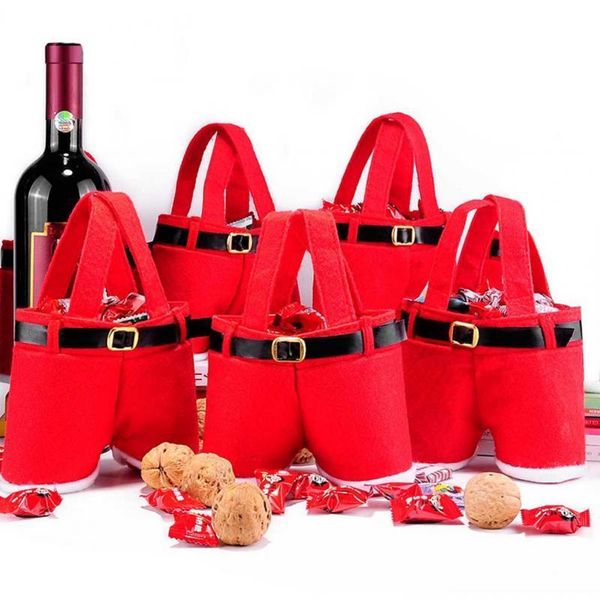 

christmas decorations velvet santa claus pants bags holiday party decor candy bottle pouch spirit treat pocket year