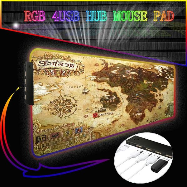 

mouse pads & wrist rests led light mousepad rgb 4 port usb hub keyboard colorful pad waterproof multi-size computer gamer cs dota