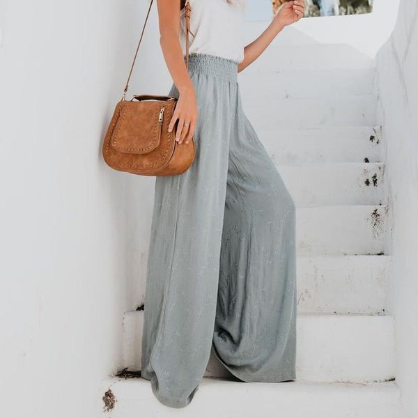 

women's pants & capris loose pleated flare women solid color wide leg large size long trousers boho femme pantalon, Black;white
