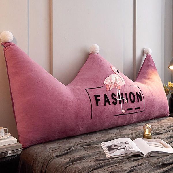 

short plush back cushion solid color removable couple bedside backrest support waist pillow crown large shape cushion/decorative