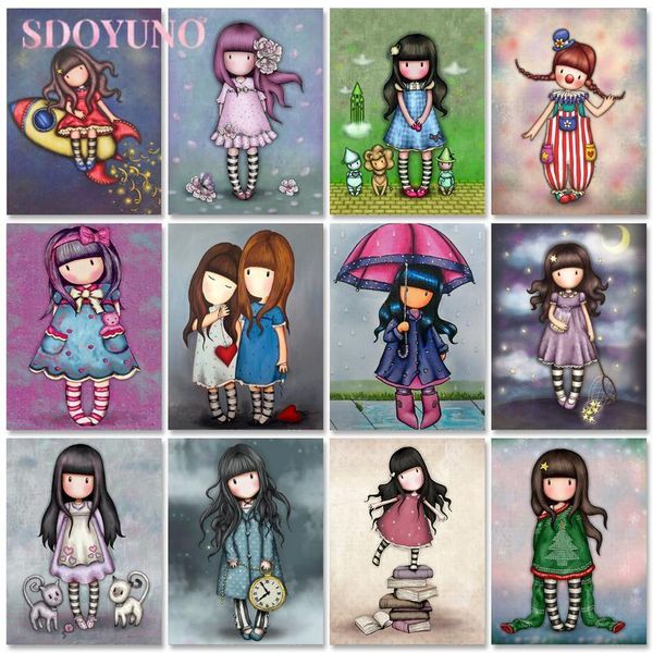 

paintings painting by number lovely girl drawing on canvas handpainted art gift diy pictures cartoon kits home decor