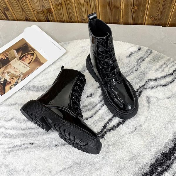 

women's mid calf boots shoes booties woman 2021 low heel round toe luxury designer boots-women mid-calf rock autumn, Black